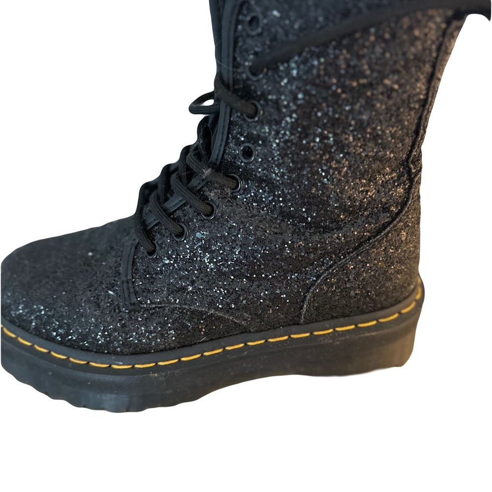 Size 7 doc martens. Worn one time. Black sparkle platform boots. - Picture 2 of 2